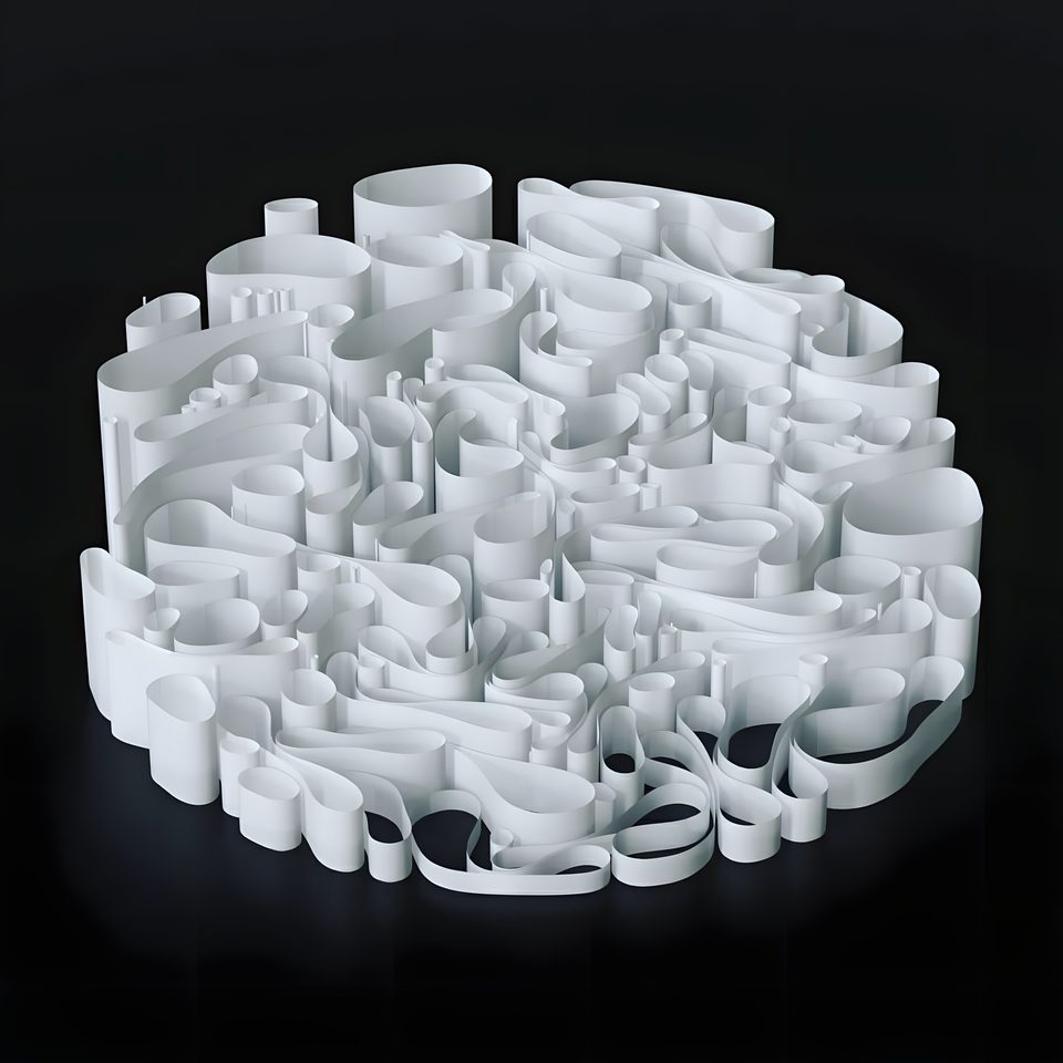 3D study — dark spiral form